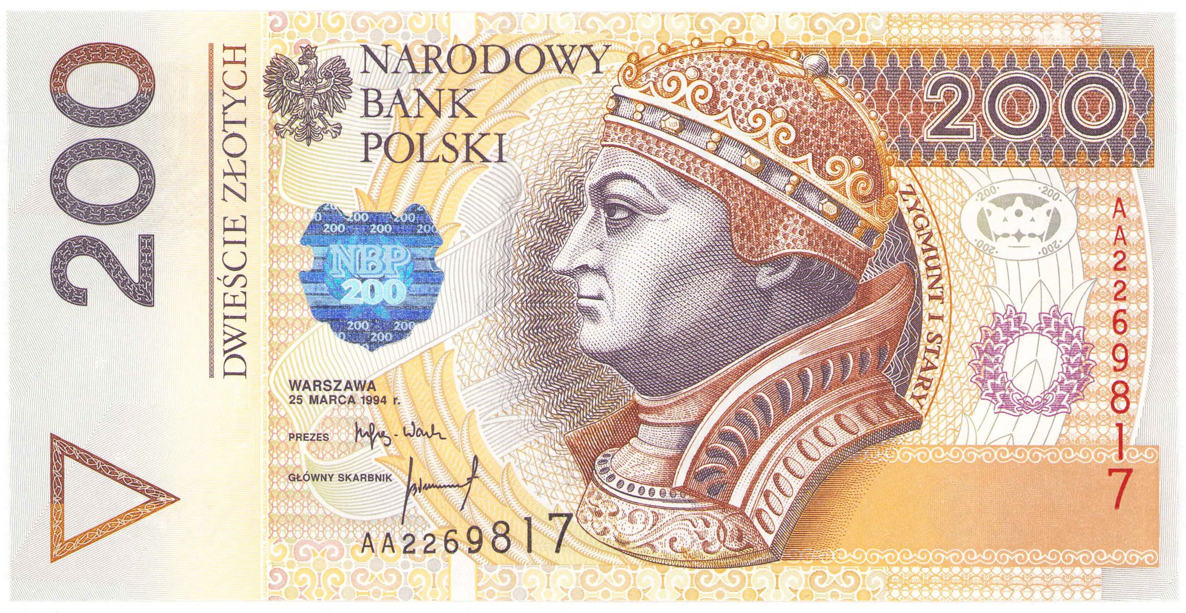 200 złotych 1994 seria AA | archiwum.niemczyk.pl